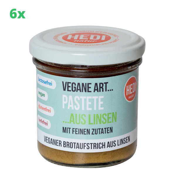 6x HEDI Vegane Art Pastete aus Linsen 140 g