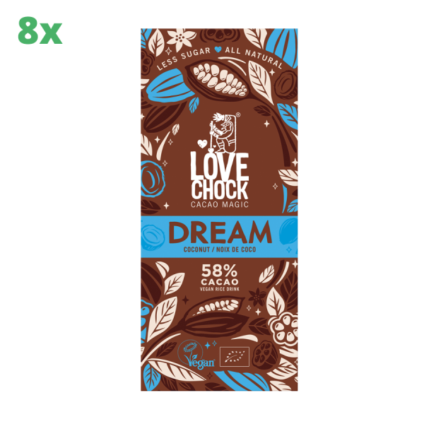 8x Lovechock Dream mit Reisdrink und Kokosnuss 70 g