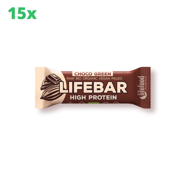 15x Lifebar Protein Schoko Green Roh 47 g